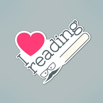 Vector love reading banner with heart and book in modern flat design. Hipster education and literature concept