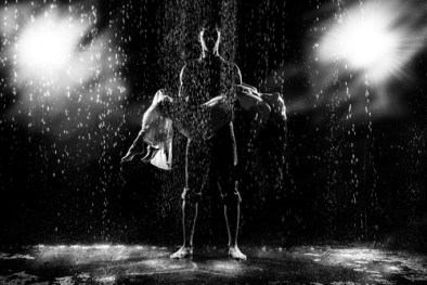 Black and white abstract fashion portrait of young beautiful pai