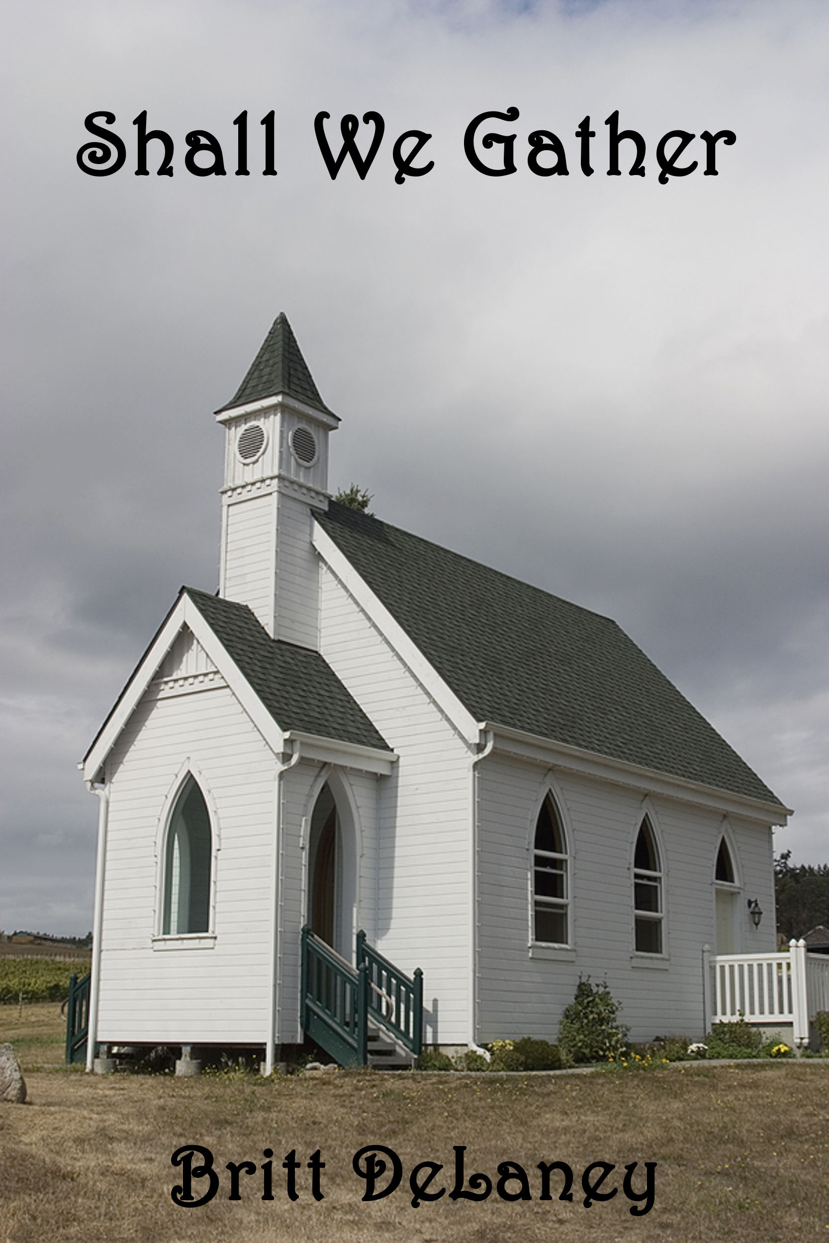 Small white country church with steeple